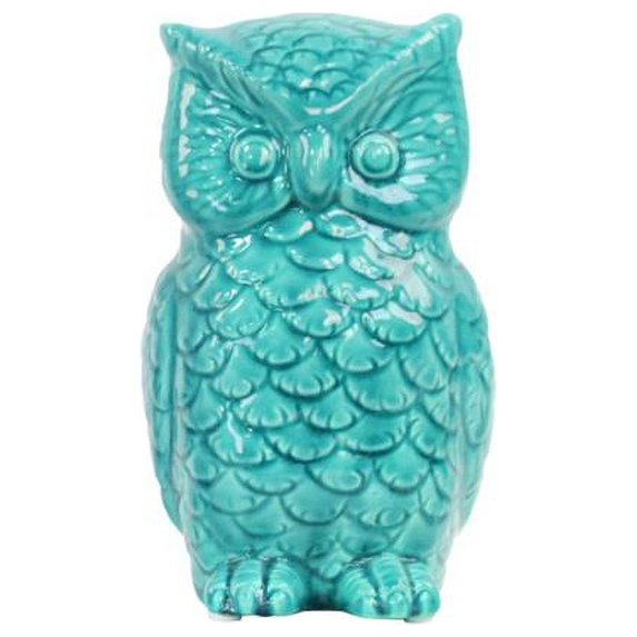 Urban Trends Collection Turquoise Gloss Ceramic Owl Figurine