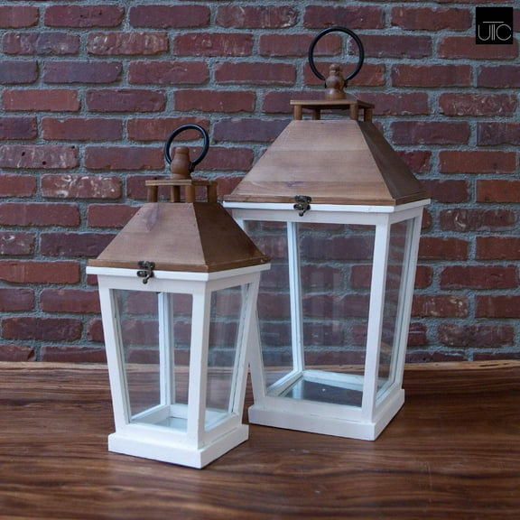 Avenlee White Wood Lanterns (Set of 2)