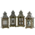 thumbnail image 1 of Urban Trends Collection Wood Square Lantern With Silver Pierced Metal Top- Ring Hanger & Glass Windows - Brown, 1 of 2