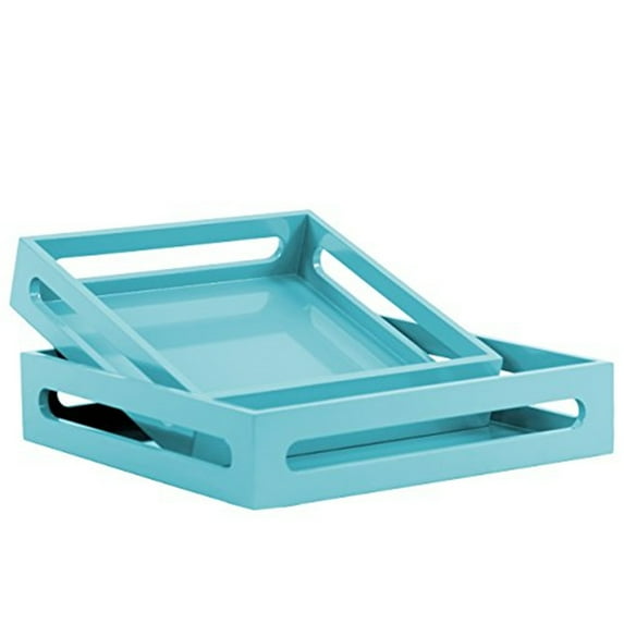 Urban Trends Collection Wood Square Serving Tray with Cutout Handles Set of Two Coat
