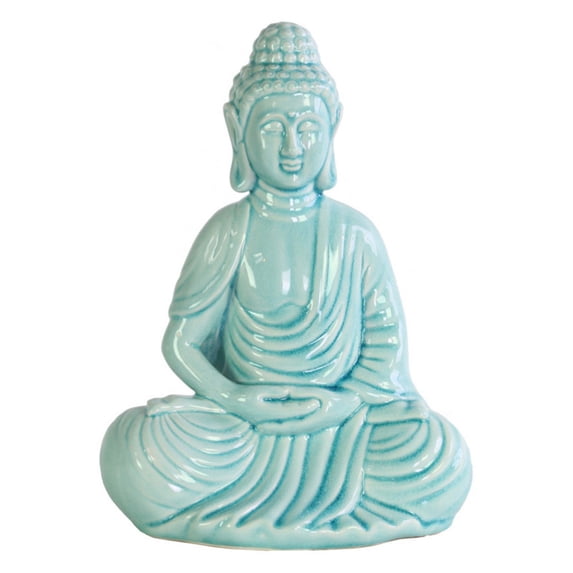 Urban Trends Dhyana Mudra Rounded Ushnisha Ceramic Meditating Buddha