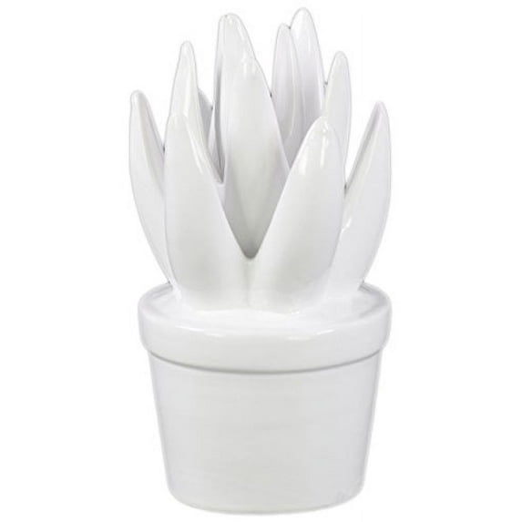 Urban Trends FigurinePot 7" Ceramic Aloe Vera Plant Figurine on Pot Gloss Finish White