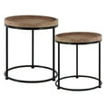 thumbnail image 1 of Wood Round Nesting Accent Table with 3 Metal Legs Set of Two Natural Wood Finish Beige, 1 of 2