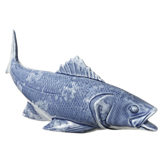 Porcelain Common Carp Fish Figurine Gloss Finish Blue-6.50"H