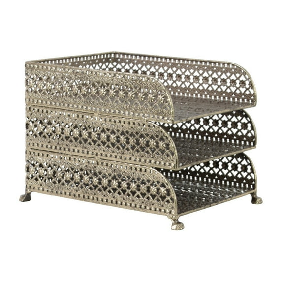 Urban Trends Collection Champagne Metal Rectangular 3-tier Office Organizer