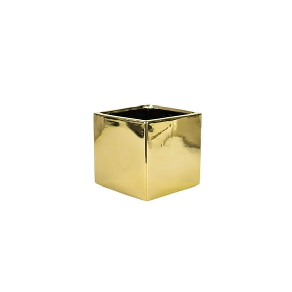 Urban Trends Square Gold Vase Glass