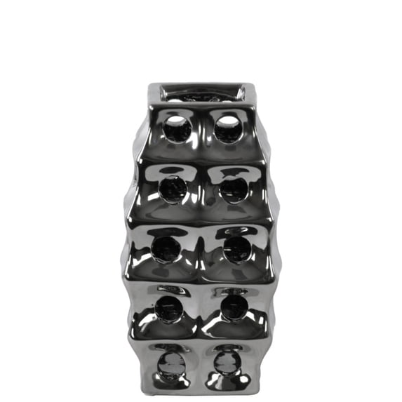 Urban Trends Ceramic Vase With Silver Finish 50553