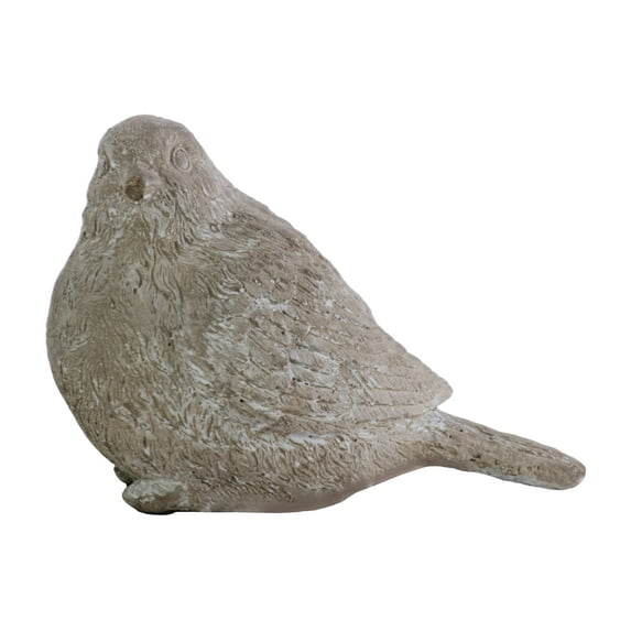 Cement Perching Bird Figurine Washed Finish Gray