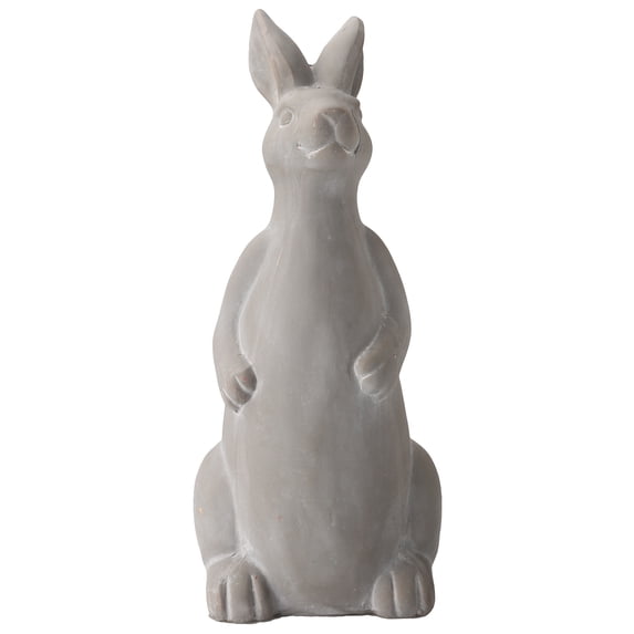 Terracotta Rabbit Figurine Coated Finish Gray-12.75"H