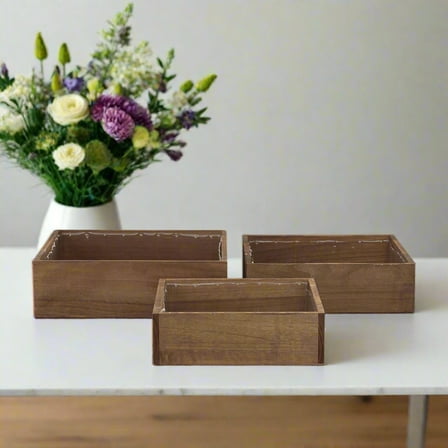 Arden Wooden Square Planter (Set of 3)