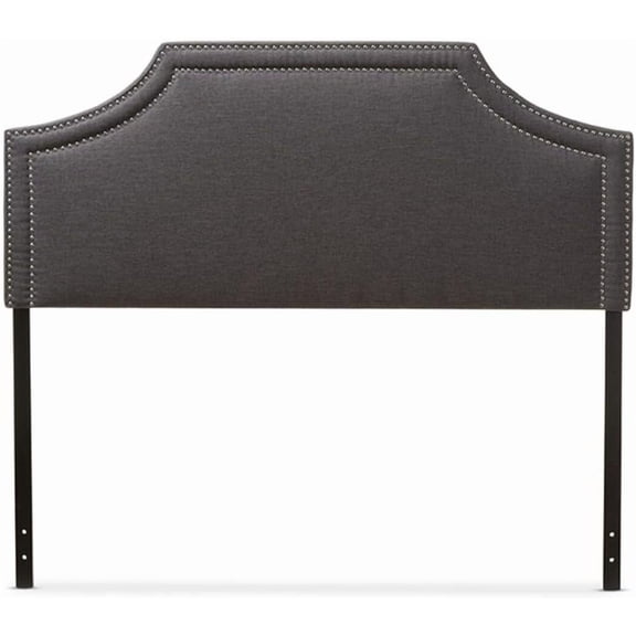 Urban Upmarket Modern and Contemporary Fabric Upholstered Headboard, Nailded Trim Head Board Grey/Full
