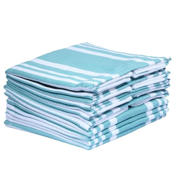 Urban Villa Dish cloths 12"x12" Set of 4 stripes Aqua/white