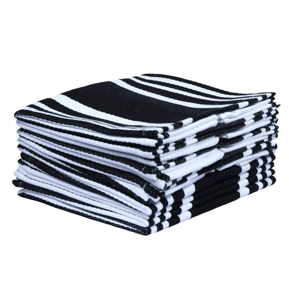 Urban Villa Dish cloths 12"x12" Set of 4 stripes Black/white