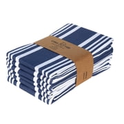 Urban Villa Kitchen Towels 100% Cotton Pack of 6, Highly Absorbent Quick Drying Super Soft Premium Dish Towels for Kitchen with Hanging Loop Hand & Tea Towels - 20x30 Inch, (Blue & White, Striped)