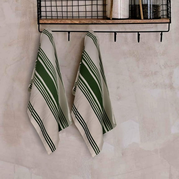 Urban Villa Kitchen Towels (20x30 Inches 6 Pack) Extra Large Premium Dish Towels for Kitchen Green & White Dish Cloths Highly Absorbent 100% Cotton Kitchen Hand Towels with Hanging Loop Tea Towels