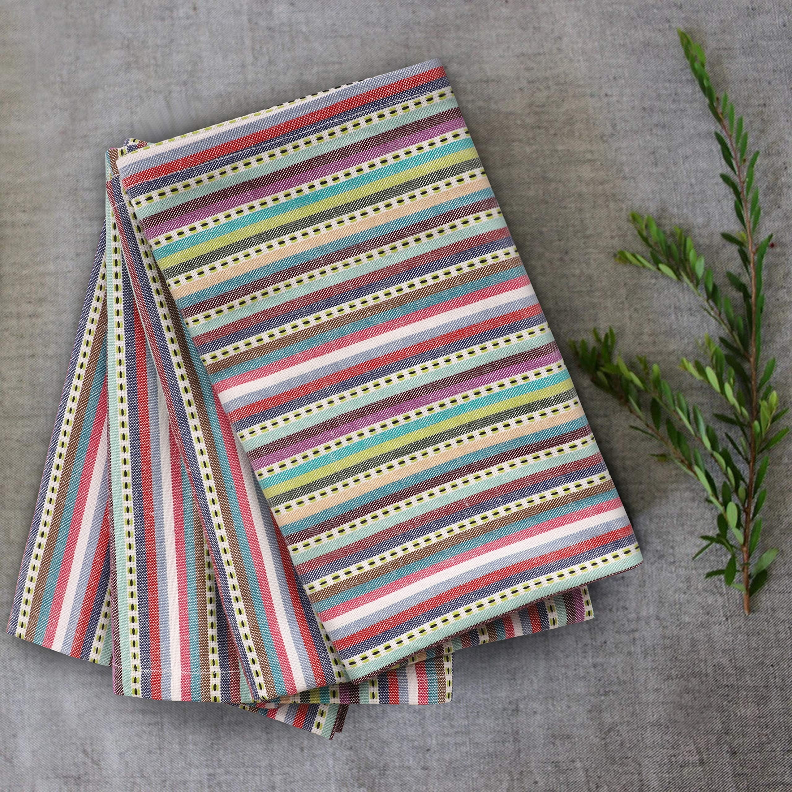 Urban Villa Kitchen Towels Blue Multi Dobby Stripes 100% Cotton Dish Towels Mitered Corners Ultra Soft (Size: 20x30 Inches) Absorbent Bar & Tea Towels (Set of 6)