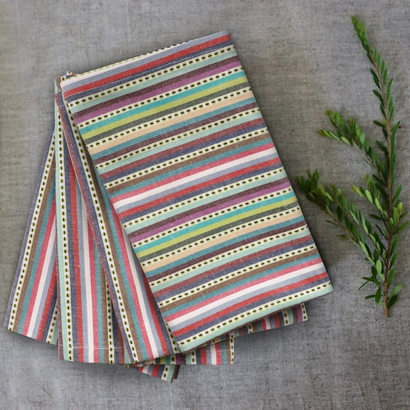 Urban Villa Kitchen Towels Blue Multi Dobby Stripes 100% Cotton Dish Towels Mitered Corners Ultra Soft (Size: 20x30 Inches) Absorbent Bar & Tea Towels (Set of 6)