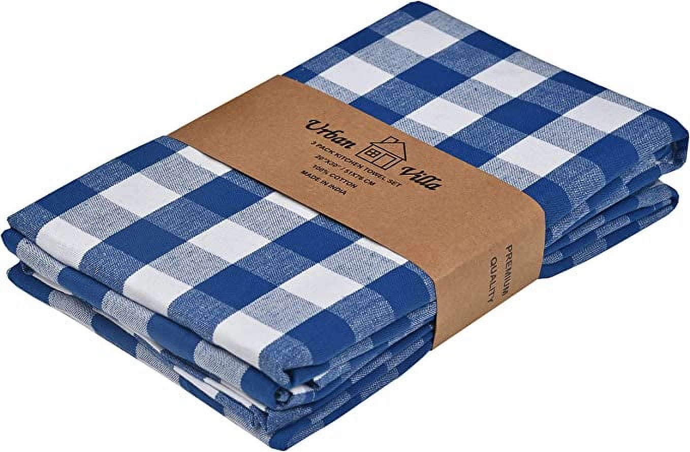 Thyme&Table Cotton Waffle Kitchen Towels - Blue & White - 3 Pieces
