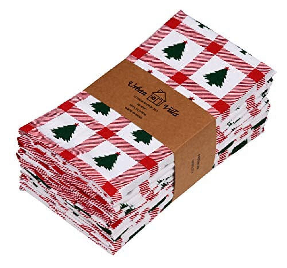 Urban Villa Napkins Christmas Tree Print Set of 12 Napkins 20X20 Inch