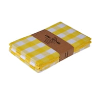 Urban Villa Set of 3 Buffalo Check Plaid Kitchen Towels 20×30 Inch 100% Cotton Absorbent Dish Towels Bar & Tea Towels with Mitered Corners- Yellow/White