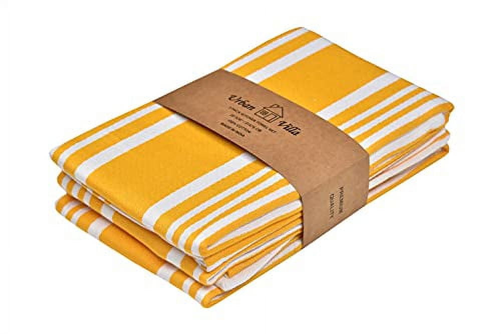 Keeble Outlets - Kitchen Towels, Set of 6, Yellow Stripes, Highly