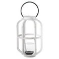 thumbnail image 1 of Urban Wood Round Lantern with Metal Top Ring Handle and Candle Glass Holder Painted Finish White, 1 of 4