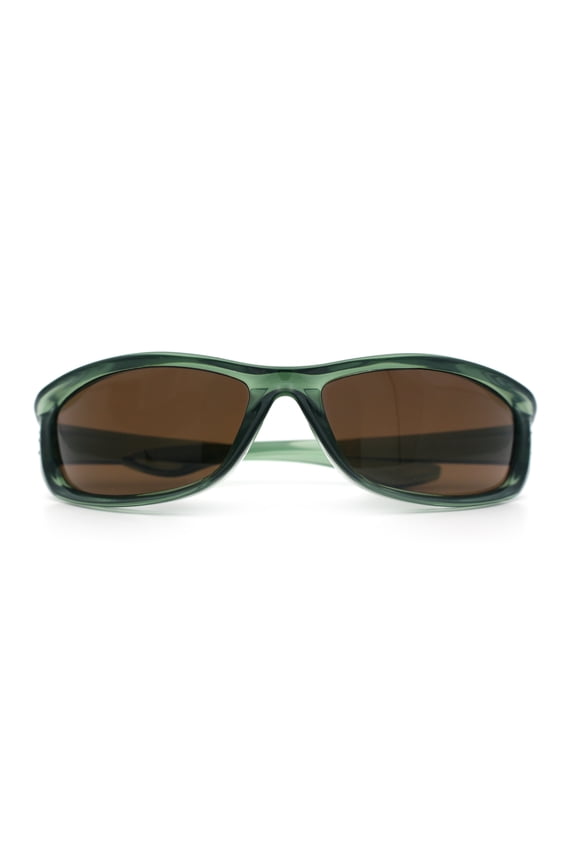 Urban Y2K Wrap Around Sport Plastic Windbreak Oval Sunglasses Green - Brown