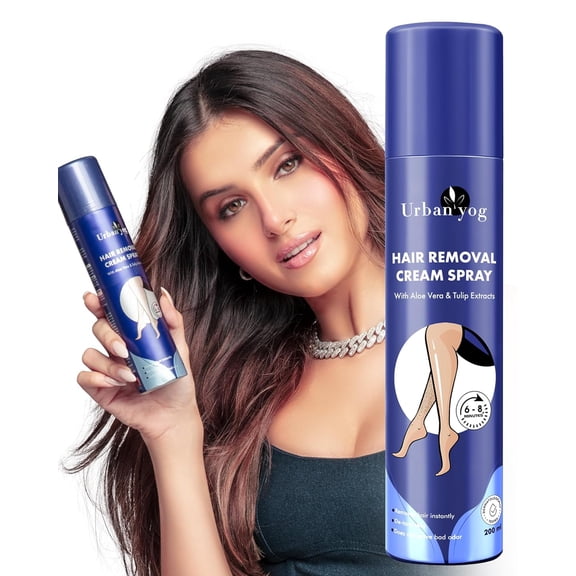 Urban Yog Hair Removal Cream Spray Painless Depilatory Spray for Women's Body Hair Removal - 6.76 Fl Oz | For Legs, Hands, Underarms & Back