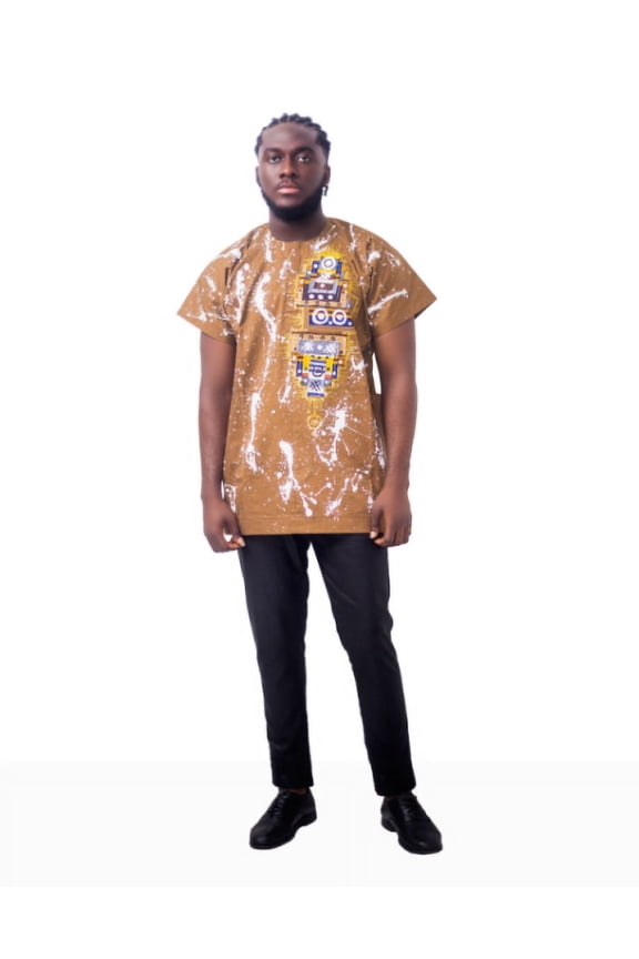 Brown Cotton Kaftan Top, african shirts for men