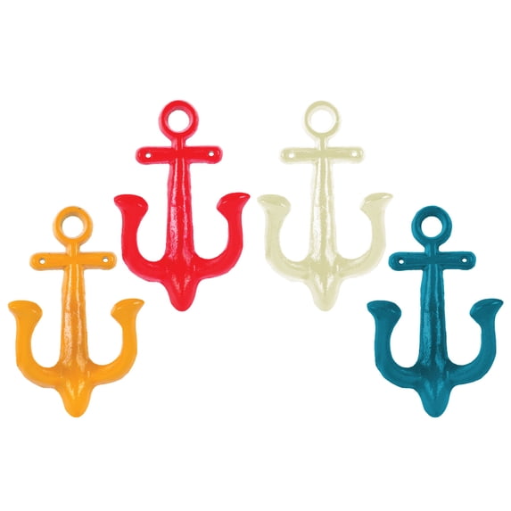 Urban trends collection: cast anchor sculpture beach decor, gloss finish, white, red, yellow, blue