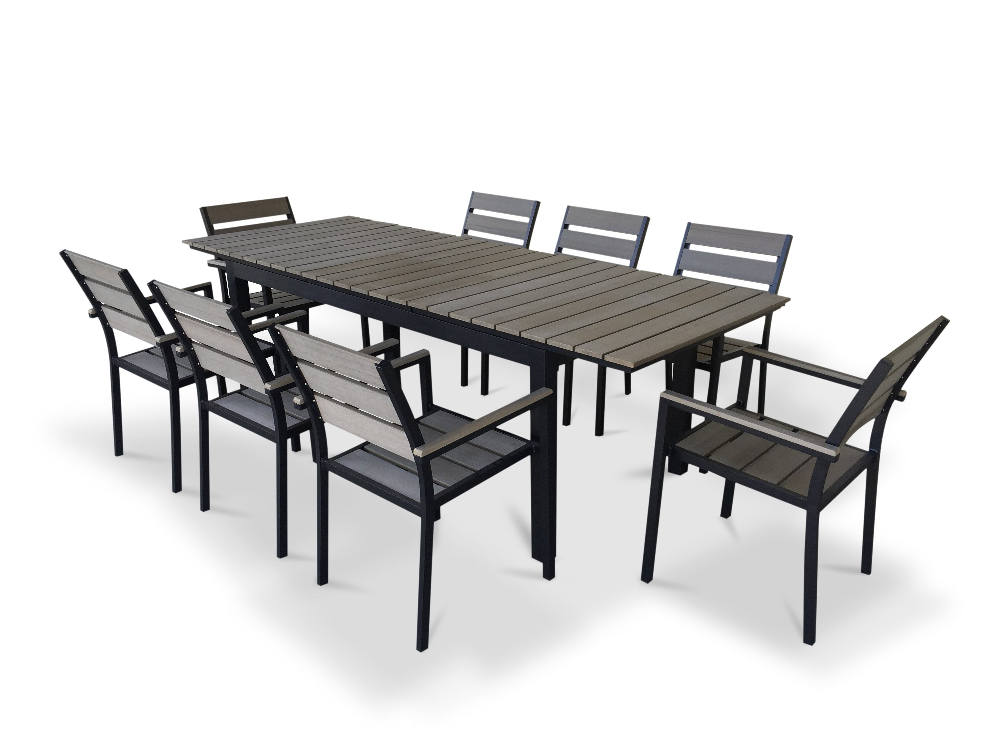 9 Piece EcoWood Extendable Outdoor Patio Dining