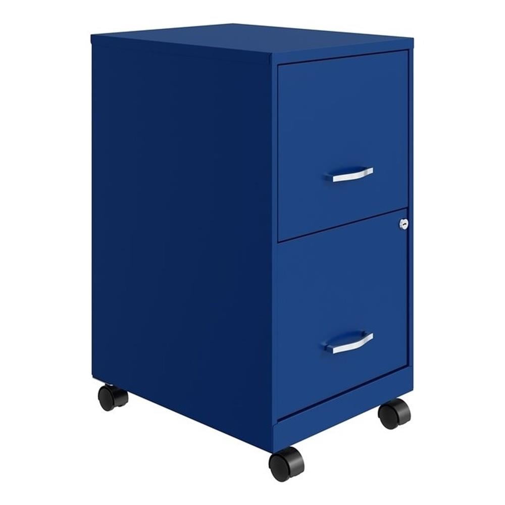 UrbanPro 18" 2-Drawer Metal Mobile Smart Vertical Filing Cabinet in Blue
