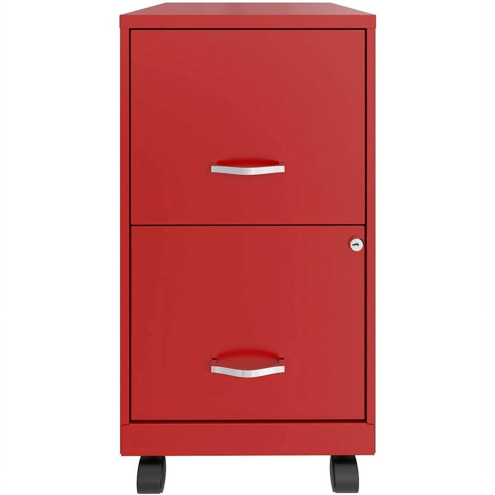 UrbanPro 18" 2 Drawer Metal Mobile Smart Vertical File in Red