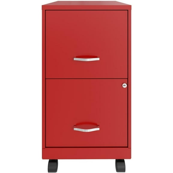 UrbanPro 18" 2 Drawer Metal Mobile Smart Vertical Filing Cabinet in Red