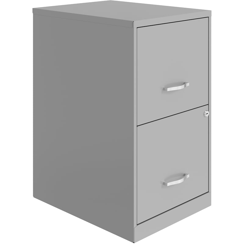 UrbanPro 18" 2Drawer Modern Metal File in Arctic Silver