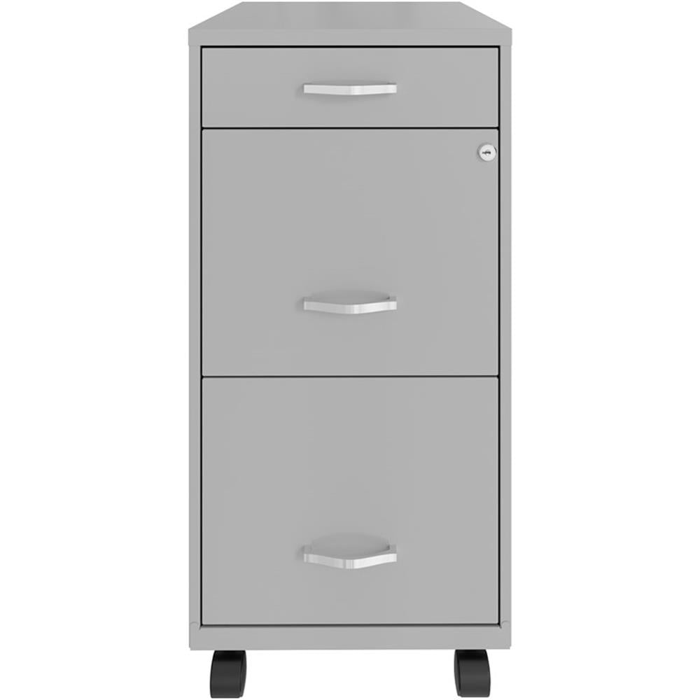 UrbanPro Metal Arctic Silver Filing Cabinet Rectangular Mobile 18" Assembled