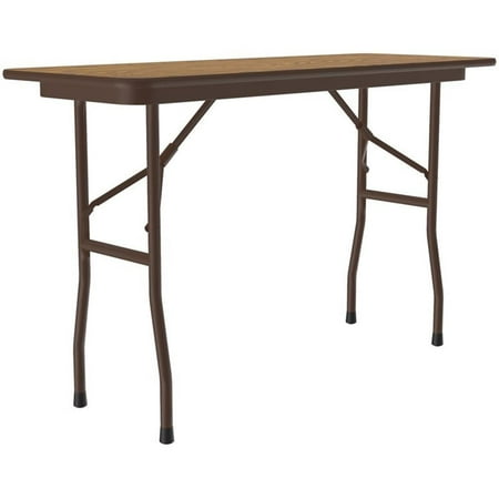 UrbanPro 18"W x 48"D Metal & Wood Folding Table in Medium Oak/Wishbone