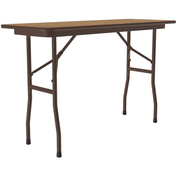 UrbanPro 18"W x 48"D Metal & Wood Folding Table in Medium Oak/Wishbone
