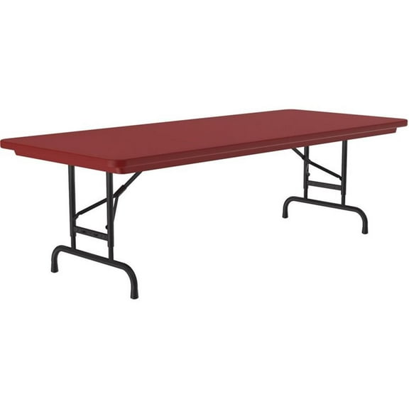 UrbanPro 22-32" Adjustable Height Plastic & Steel Metal Folding Table in Red