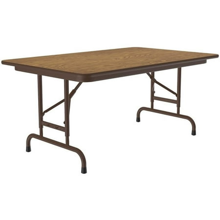 UrbanPro 22-32" Adjustable Metal & Wood Folding Table in Medium Oak