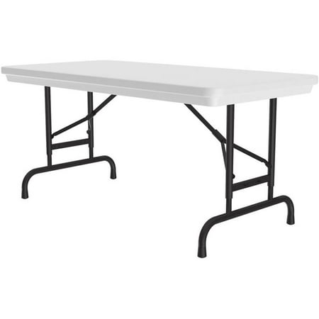 UrbanPro 22-32" Adjustable Plastic & Steel Folding Table in Gray Granite