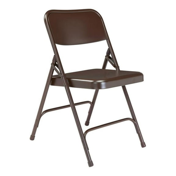 UrbanPro 29.5" Steel Folding Chair with Double Hinge in Brown (Set of 4)