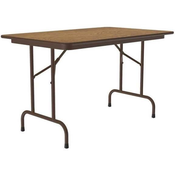 UrbanPro 30"W x 48"D Metal & Wood Folding Table in Medium Oak/Wishbone