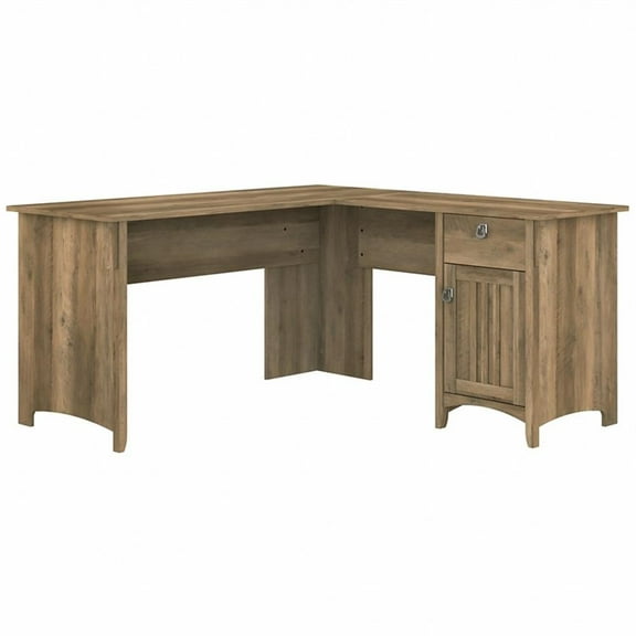 UrbanPro 60" Contemporary Engineered Wood L Shaped Desk with Storage in Brown