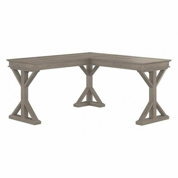 UrbanPro 60W Farmhouse L Shaped Desk in Driftwood Gray - Engineered Wood