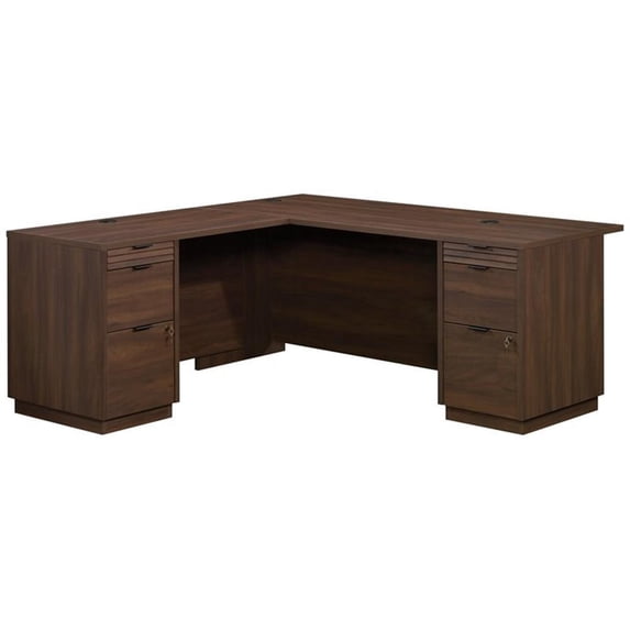 UrbanPro 72" L-shaped Contemporary Engineered Wood Computer Desk in Mahogany