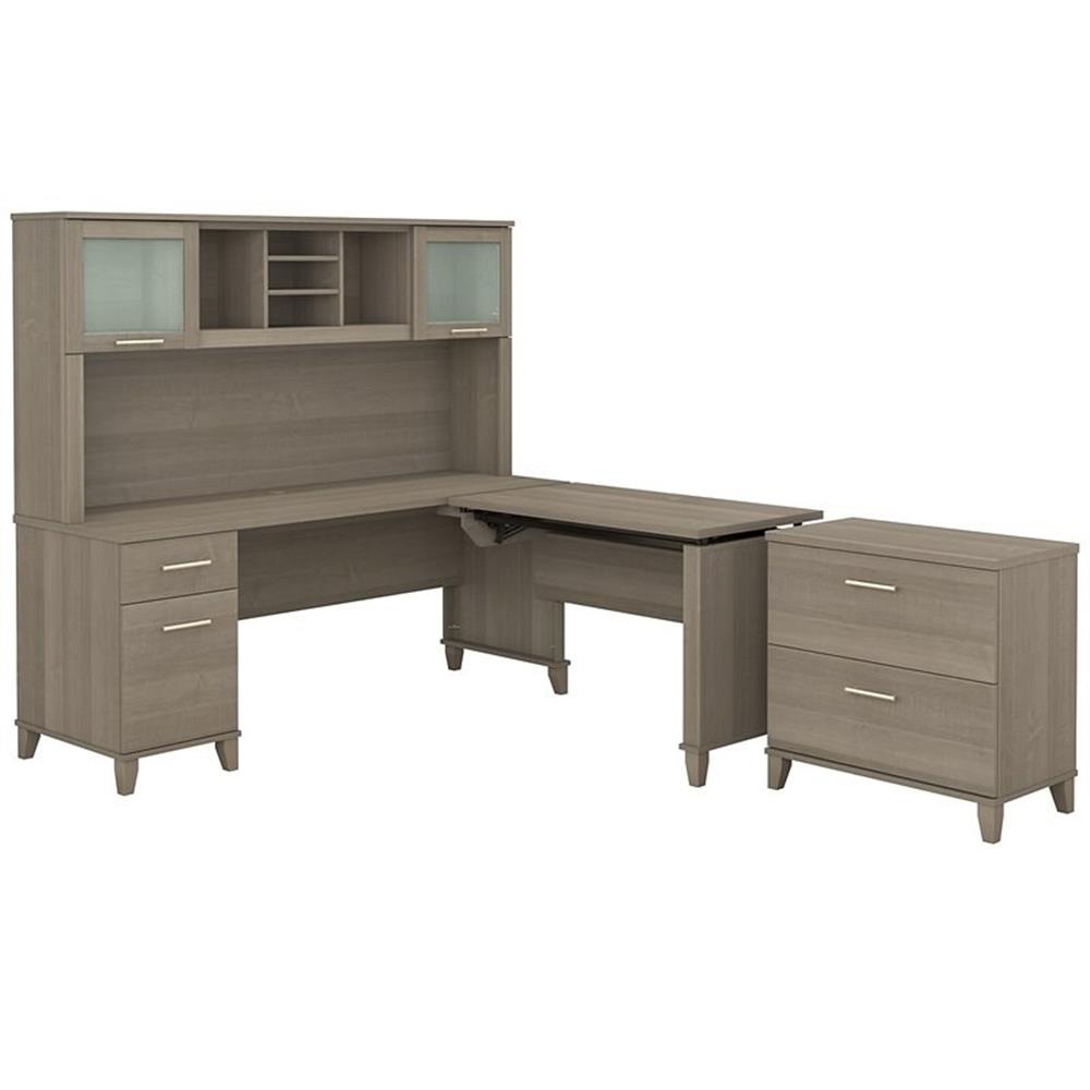 Sit Filing UrbanPro 72W Sit to Stand L Desk with Hutch and File Cabinet - Walmart.com