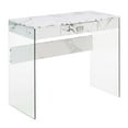 thumbnail image 1 of UrbanPro Contemporary Glass 36 Desk in Clear Glass and White Faux Marble Finish, 1 of 4