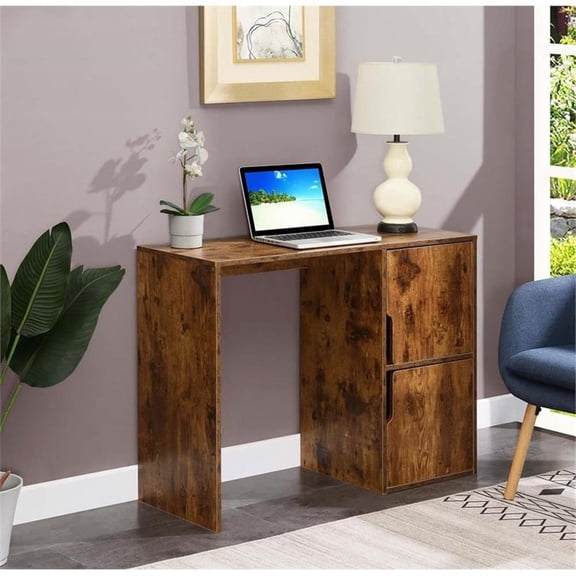 UrbanPro Contemporary Student Desk with Storage Cabinets in Nutmeg Wood Finish