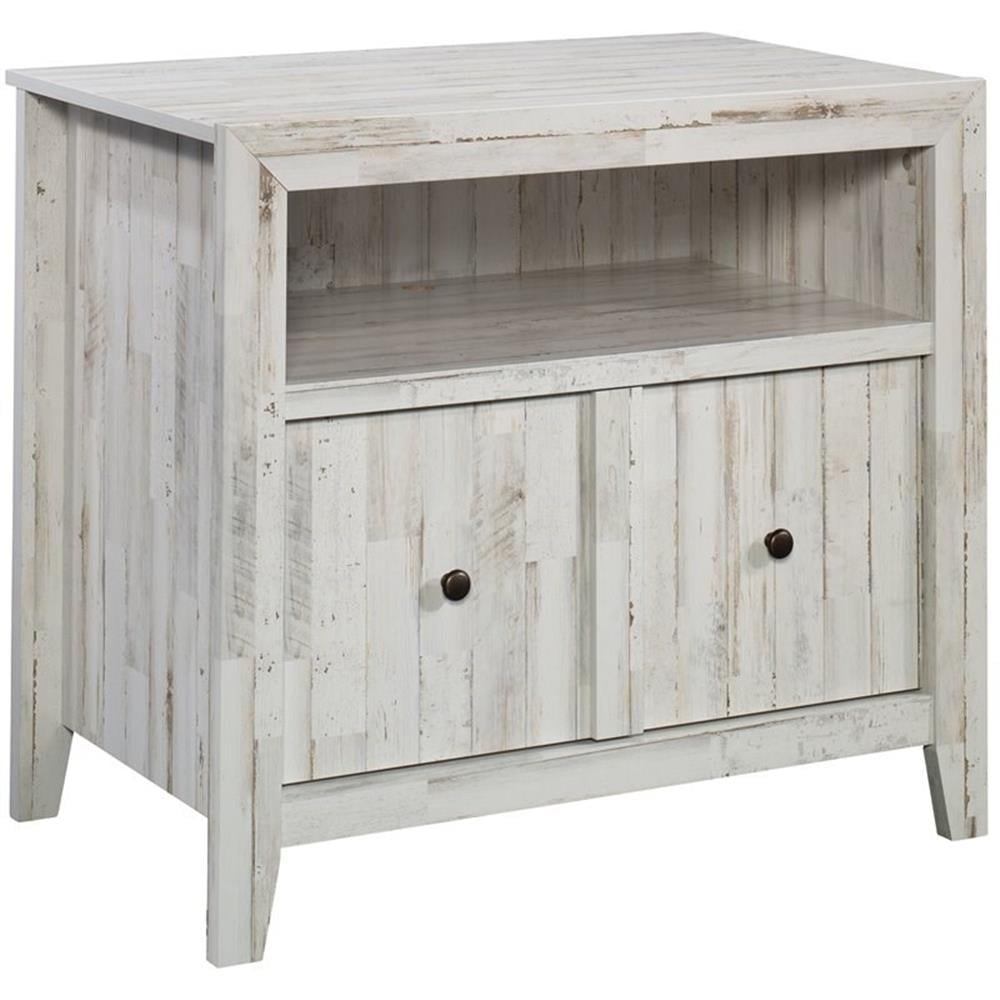 White Plank Engineered Wood Lateral File Cabinet with Open Shelf